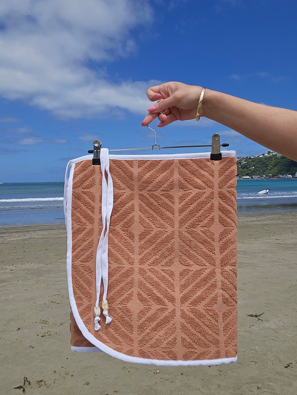 Towel Wrap - Geometric Caramel