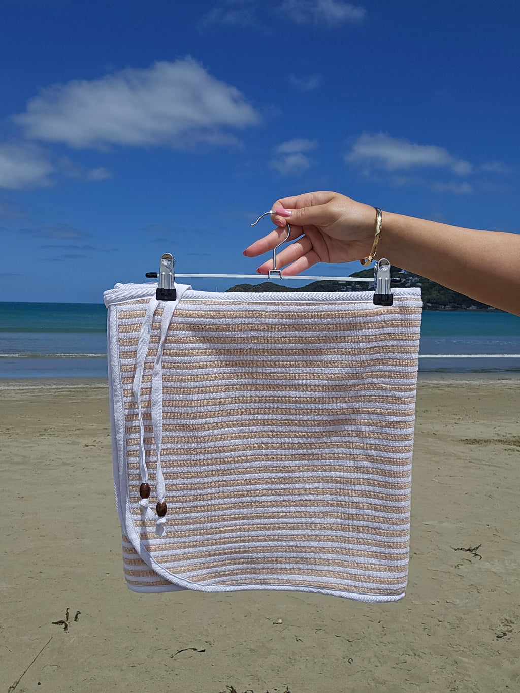 Towel Wrap - Stripes Beige