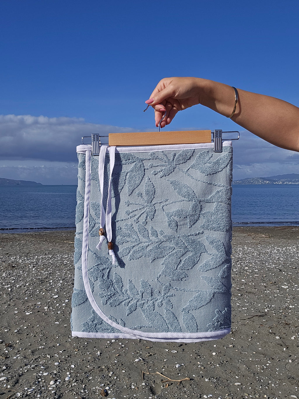 Towel Wrap - Flowers Blue