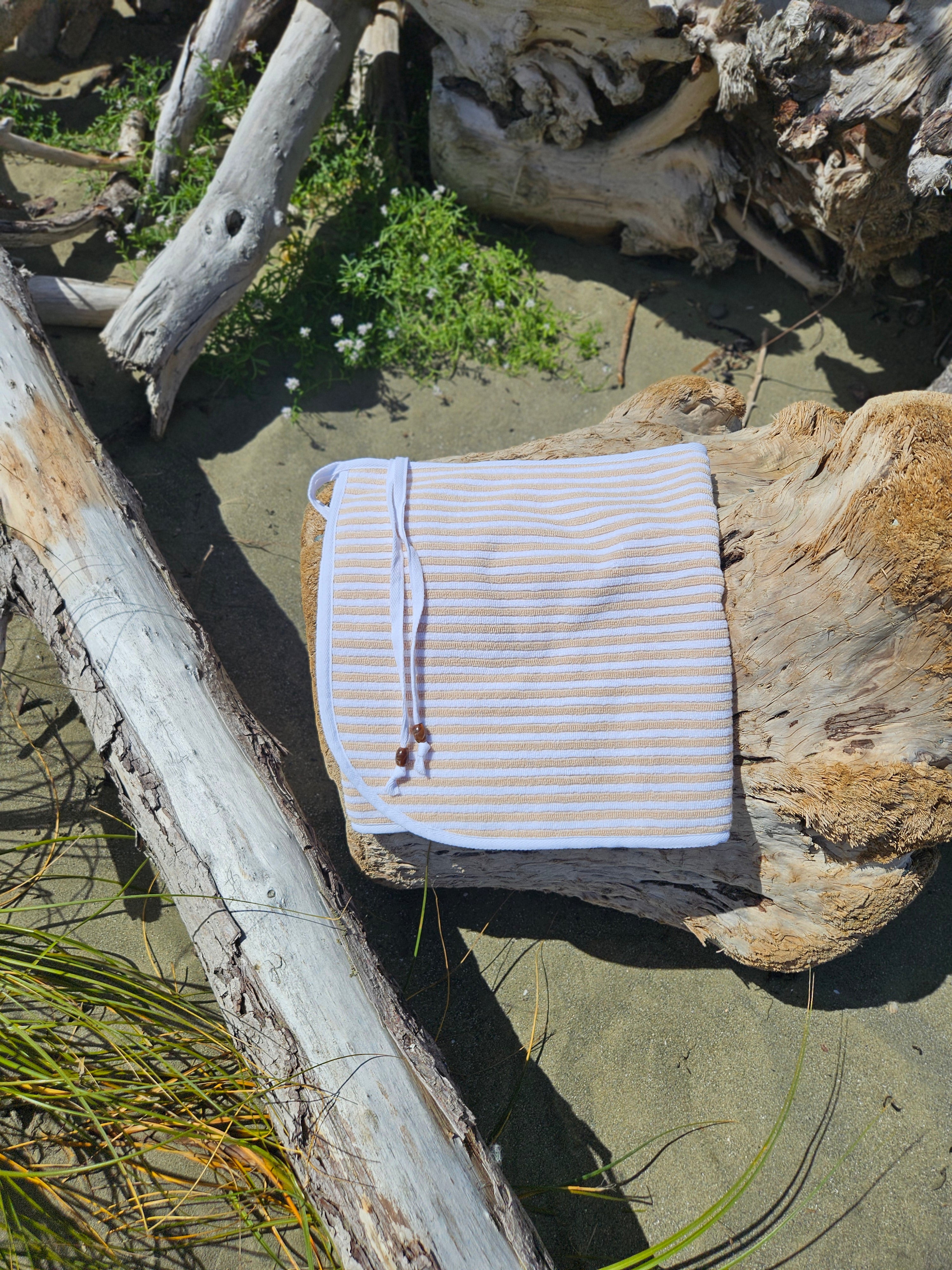 Towel Wrap - Stripes Beige