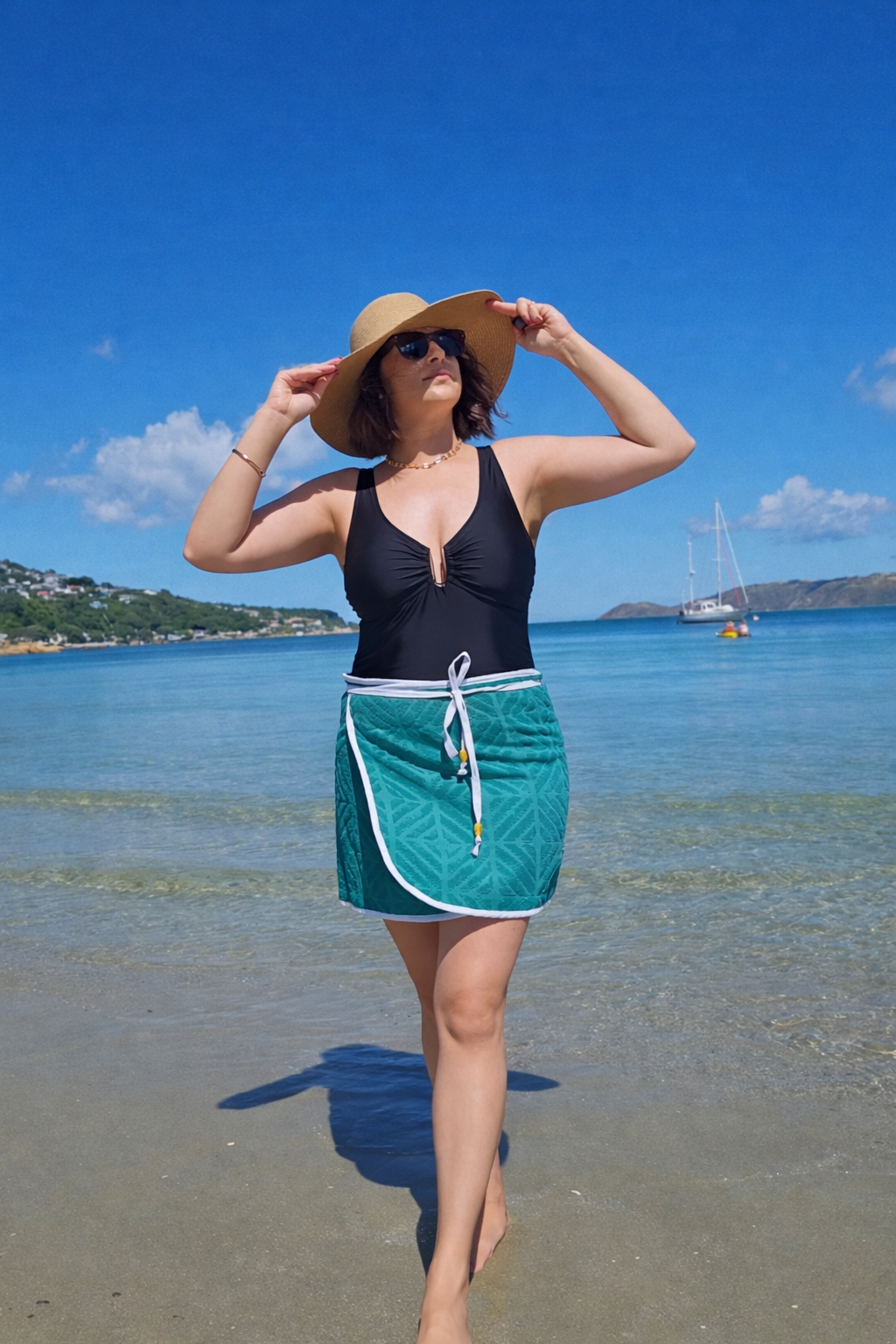 Towel Wrap - Geometric Emerald