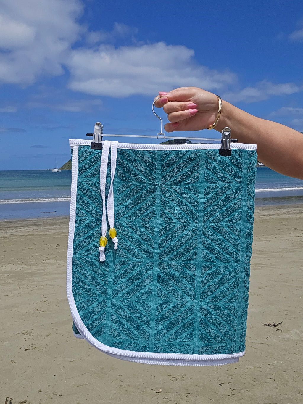 Towel Wrap - Geometric Emerald